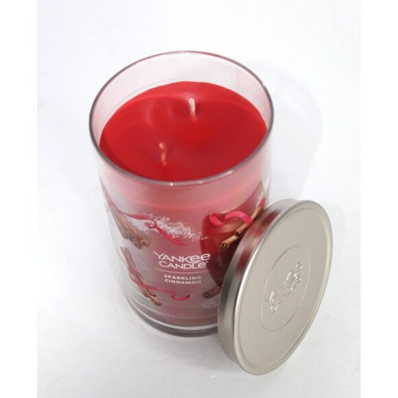 Yankee Candle SPARKLING CINNAMON Signature Large Jar 20 Oz Red New Wax 2-wick - Picture 6 of 6
